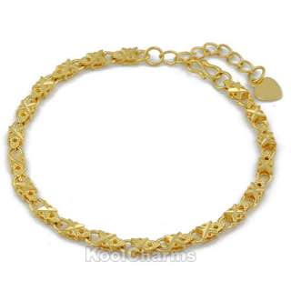 Women 18K Gold Filled Corss Lock Link Heart Tag Bracelet GF Jewelry 