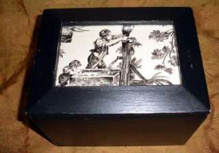 Black Wood Vintage Look Photo Storage Box with Dividers  