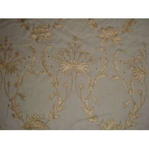  Crewel Fabric Bloom Golden Silk on Natural White Wool 