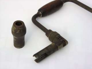Vintage Tool Hand Crank Drill w/ Wooden Handles  