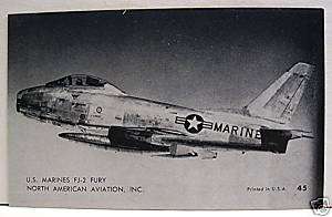 US Marines FJ 2 Fury Airplane Old Stock Vending Card 45  