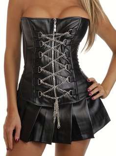   Front Zip Gothic Faux Leather Corset & Mini skirt S M L XL 2XL  