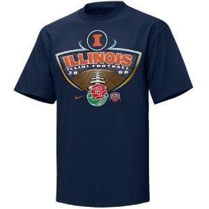   Illini Navy Blue 2008 Rose Bowl Bound T shirt: Sports & Outdoors