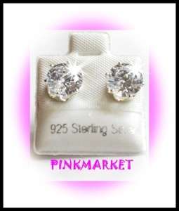 New 3mm   8mm 6 Prong Round CZ Stud .925 STERLING SILVER Earrings 