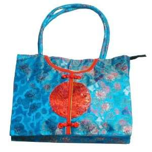  Chinese Blue Silk Handbag 