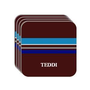 Personal Name Gift   TEDDI Set of 4 Mini Mousepad Coasters (blue 