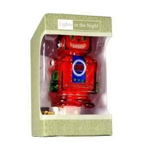 ROBOT NIGHT LIGHT Lamp Kids Child Gift Glow Cute Tin Toy Retro Red 