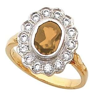    14K Two Tone Gold Spessartite Garnet and Diamond Ring: Jewelry