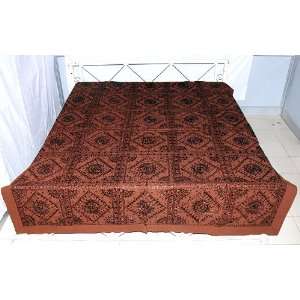   Embroidery & Mirror Work Cotton Bed Sheet Bedspread: Home & Kitchen