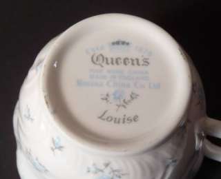 Rosina / Queens LOUISE Blue Chintz Roses 2 1/2 Flat Cup & Saucer 