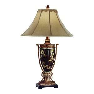  Painted Glass Inlay Trophy Table Lamp