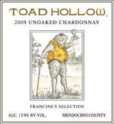 Toad Hollow Francines Selection Unoaked Chardonnay 2009 