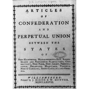  Articles of Confederation,Perpetual Union,Williamsburg 