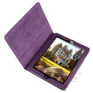  For Apple® The New iPad® Leather Case w/ Stand ,purple 