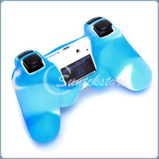   Protective Skin Case Cover for Sony PS2 PS3 Controller Blue White