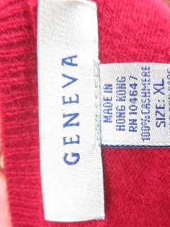 GENEVA Red Cashmere Long Sleeve Crew Neck Sweater Sz XL  