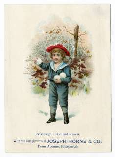 LITTLE VICTORIAN BOY with Snow Balls   Christmas 1880s  