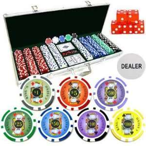 Kings Casino 7 color Poker Chip Set 650 Pcs with Aluminum 