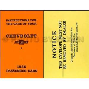  1936 Chevrolet Car Reprint Owners Manual Package 