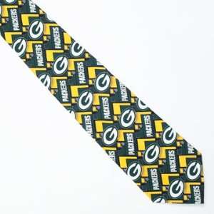  Green Bay Packers Block Pattern Silk Neck Tie