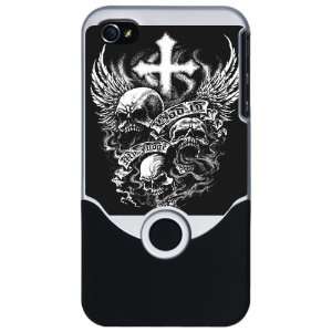   or 4S Slider Case Silver God Is My Judge Skulls Cross and Angel Wings