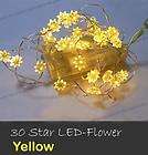 Mini BATTERY OPERATED 30 LED Yellow flowers FAIRY LIGHTS waterproof 
