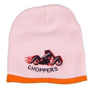  BIKER LADIES Pink Embroidered Choppers Beanie CAP ONE SIZE 