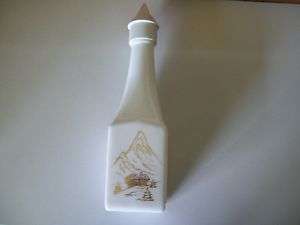 Vintage Cheri Suisse Liqueur Bottle Decanter Milk Glass  