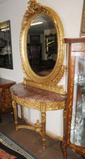 Italian Neo Classical Gilt Console Table Mirror Set  