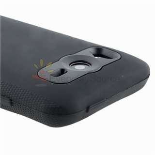 BLACK DOUBLE LAYER HOLSTER SKIN CASE COVER+LCD PROTECTOR FOR HTC 