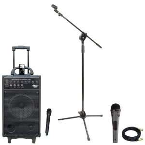  Pyle Speaker, Mic, Stand and Cable Package   PWMA860I 500W 