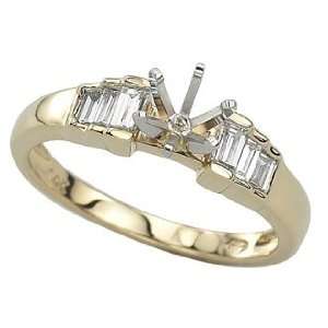 Stair Step 14K Yellow Gold 0.24cttw Baguette Diamond Semi Mount Ring