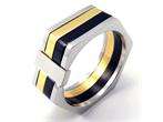 Men Gold Black Silver Stainless Steel Love Ring Size 11  