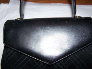 Salvatore Ferragamo Black Leather & Suede Kelly Handbag Purse Preowned 