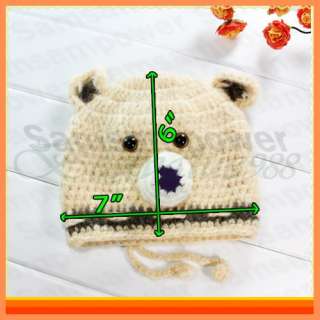 Crochet Knit Beanie Handmade Cute Bear Baby Toddler Hat Cap Keep Warm 