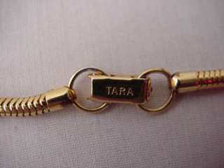 Signed Tara Vintage Snaky Gold Tassle Dangle Necklace  