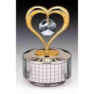   Heart Silver Gold Plated Swarovski Crystal Music Box