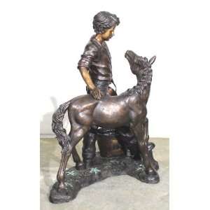  Galleries SRB25432 Boy with Pony Bronze 