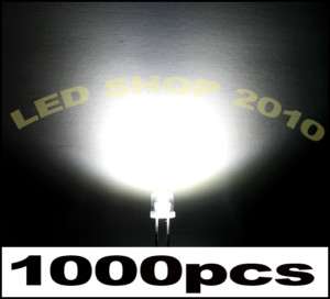 1000 pcs 5mm Flat top white LED Wide Angle Light lamp  