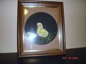 vintage pastel drawing chalk chick baby bird yellow  