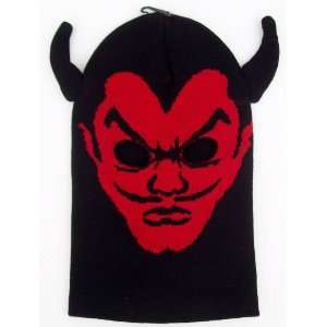 Satan Devil Lucifer Ski Mask With Horns Bank Robber Disguise Has Cut 