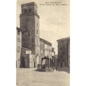   Vintage Postcard Cistern on the Piazza Cavour San Gimignano Italy