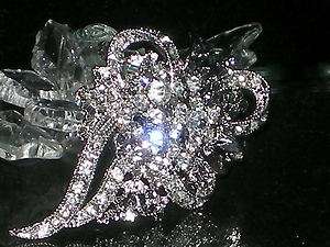 MOTHER OF THE BRIDE PIN/BROOCH~CRYSTAL FLOWER BOUQUET  