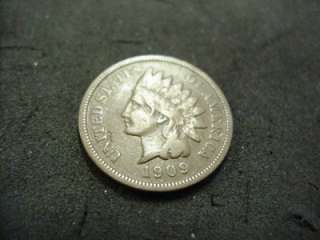 1909 S INDIAN HEAD CENT PENNY KEY DATE FINE F *DIRT CHEAP*  