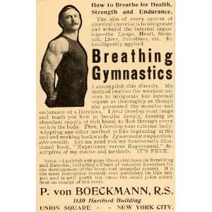   Ad P. von Boeckmann Breathing Gymnastics Exercise   Original Print Ad