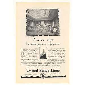   United States Lines SS Leviathan Social Hall Print Ad