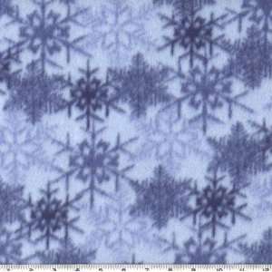   Fleece Fabric Snowflake Ice Blue By The Yard Arts, Crafts & Sewing