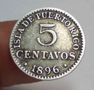 Mar· Superb 5 Centavos, silver, Puerto Rico   1896   PGV  