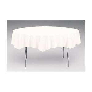   White 3 Pack 84 Round Plastic Table Cover #7211. 