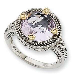  Sterling Silver and 14k 5.00ct Pink Amethyst Ring Jewelry